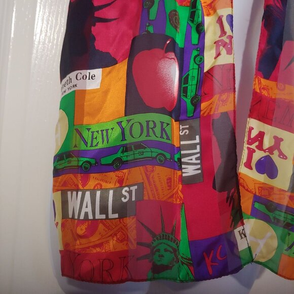 Kenneth Cole 100% Silk Everything NYC Colorful Trendy Stylish Scarf - Picture 3 of 8